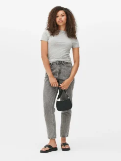 Tops Und T-Shirts|Primark T-Shirt Aus Stretch Mit Rundhalsausschnitt Grau meliert