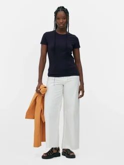 Tops Und T-Shirts|Primark T-Shirt Aus Stretch Mit Rundhalsausschnitt Marineblau