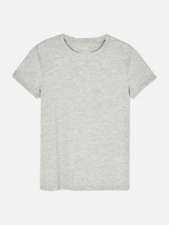 Tops Und T-Shirts|Primark T-Shirt Aus Stretch Mit Rundhalsausschnitt Grau meliert