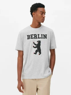 Tops Und T-Shirts|Primark T-Shirt Mit Dem Berliner Bären Grau meliert