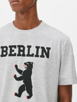 Tops Und T-Shirts|Primark T-Shirt Mit Dem Berliner Bären Grau meliert