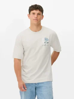 Tops Und T-Shirts|Primark T-Shirt Mit Floralem Tokio-Print Ecrufarben
