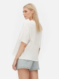 Tops Und T-Shirts|Primark T-Shirt Mit Geradem Schnitt Weiß