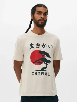 Tops Und T-Shirts|Primark T-Shirt Mit Japanischem Baum Print Ecrufarben