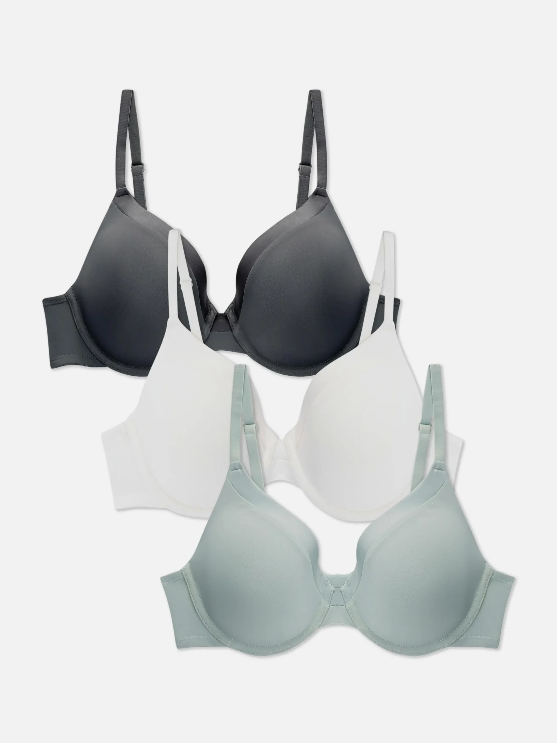 Bhs|Primark T-Shirt-BHs Mit Satinbesatz, 3er-Pack Anthrazitfarben