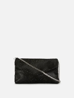Taschen Und Portemonnaies|Primark Umhängetasche Aus Netzstoff Mit Strasssteinen Schwarz