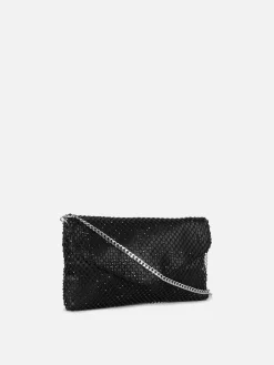 Taschen Und Portemonnaies|Primark Umhängetasche Aus Netzstoff Mit Strasssteinen Schwarz