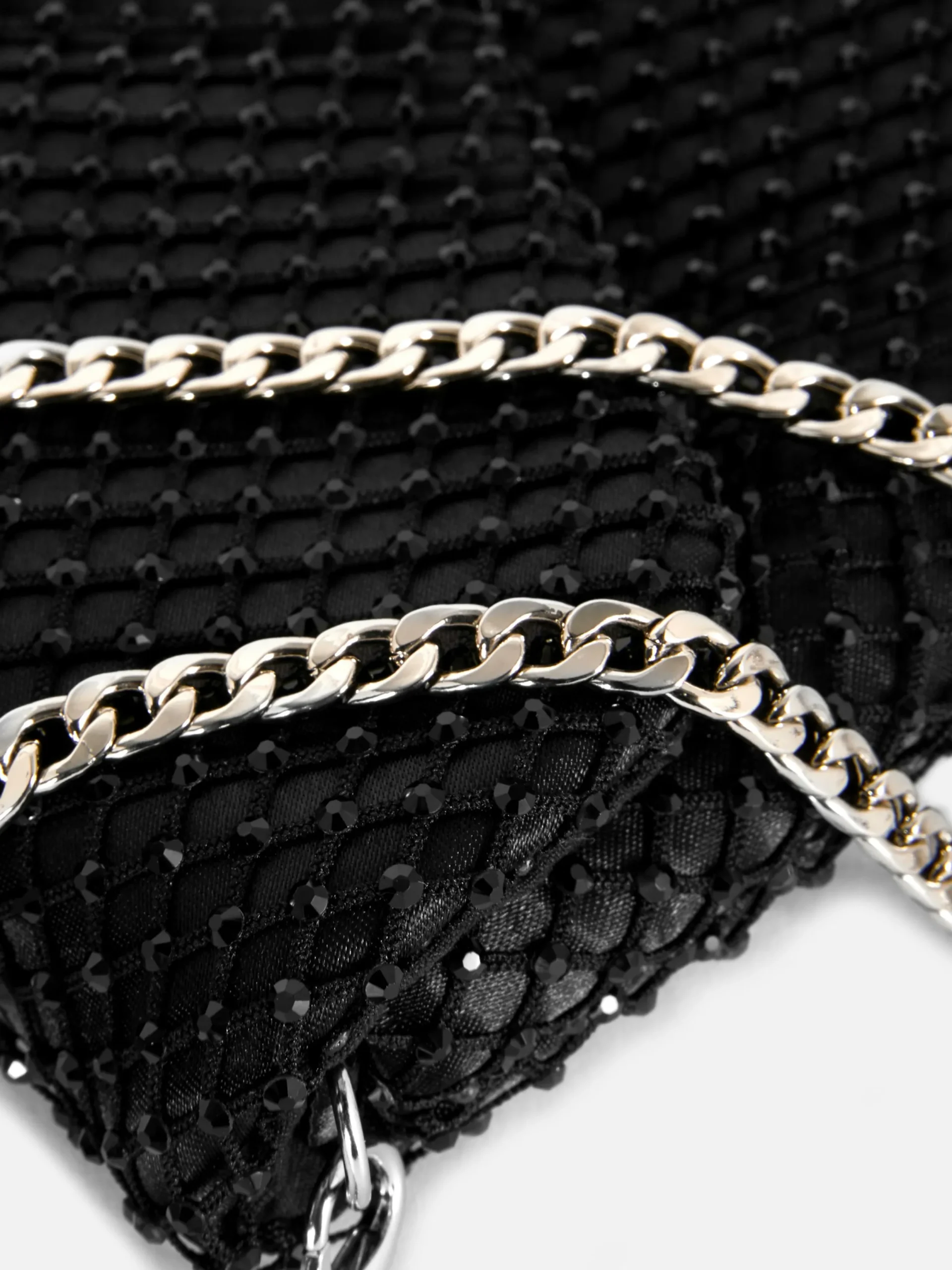 Taschen Und Portemonnaies|Primark Umhängetasche Aus Netzstoff Mit Strasssteinen Schwarz