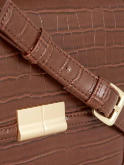 Taschen Und Portemonnaies|Primark Umhängetasche In Kroko-Optik Braun