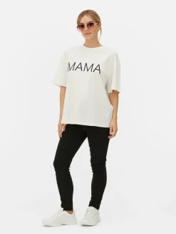 Tops Und T-Shirts|Primark Umstands-T-Shirt Mit Slogan Ecrufarben