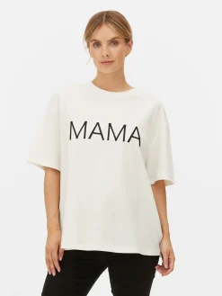 Tops Und T-Shirts|Primark Umstands-T-Shirt Mit Slogan Ecrufarben