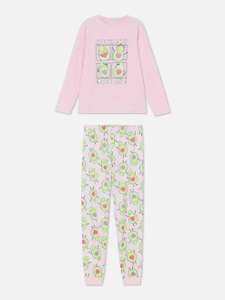 Schlafanzüge Und Nachtwäsche|Primark Velours-Schlafanzug Mit Avocado-Print Rosa