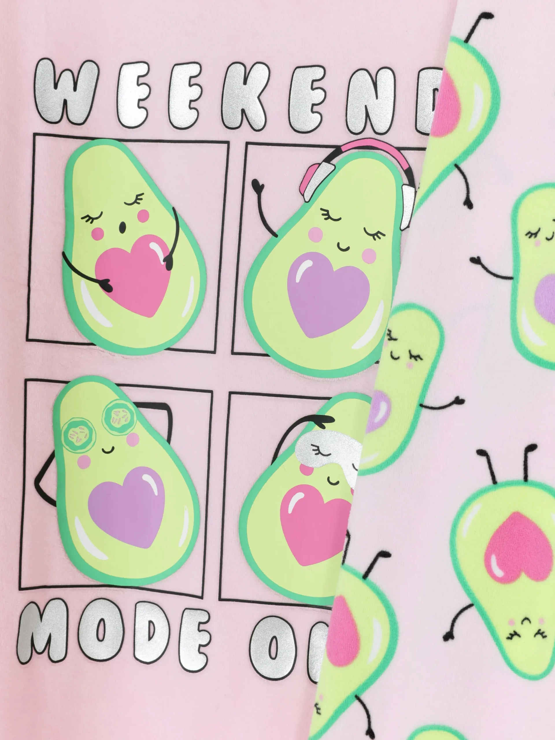 Schlafanzüge Und Nachtwäsche|Primark Velours-Schlafanzug Mit Avocado-Print Rosa