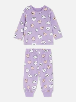 Schlafanzüge Und Nachtwäsche|Primark Velours-Schlafanzug Mit Grafik Violett