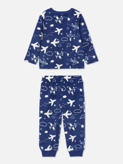 Schlafanzüge Und Nachtwäsche|Primark Velours-Schlafanzug Mit Grafik Blau