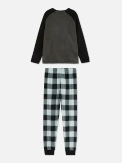 Schlafanzüge Und Nachtwäsche|Primark Velours-Schlafanzug Mit Karomuster Schwarz