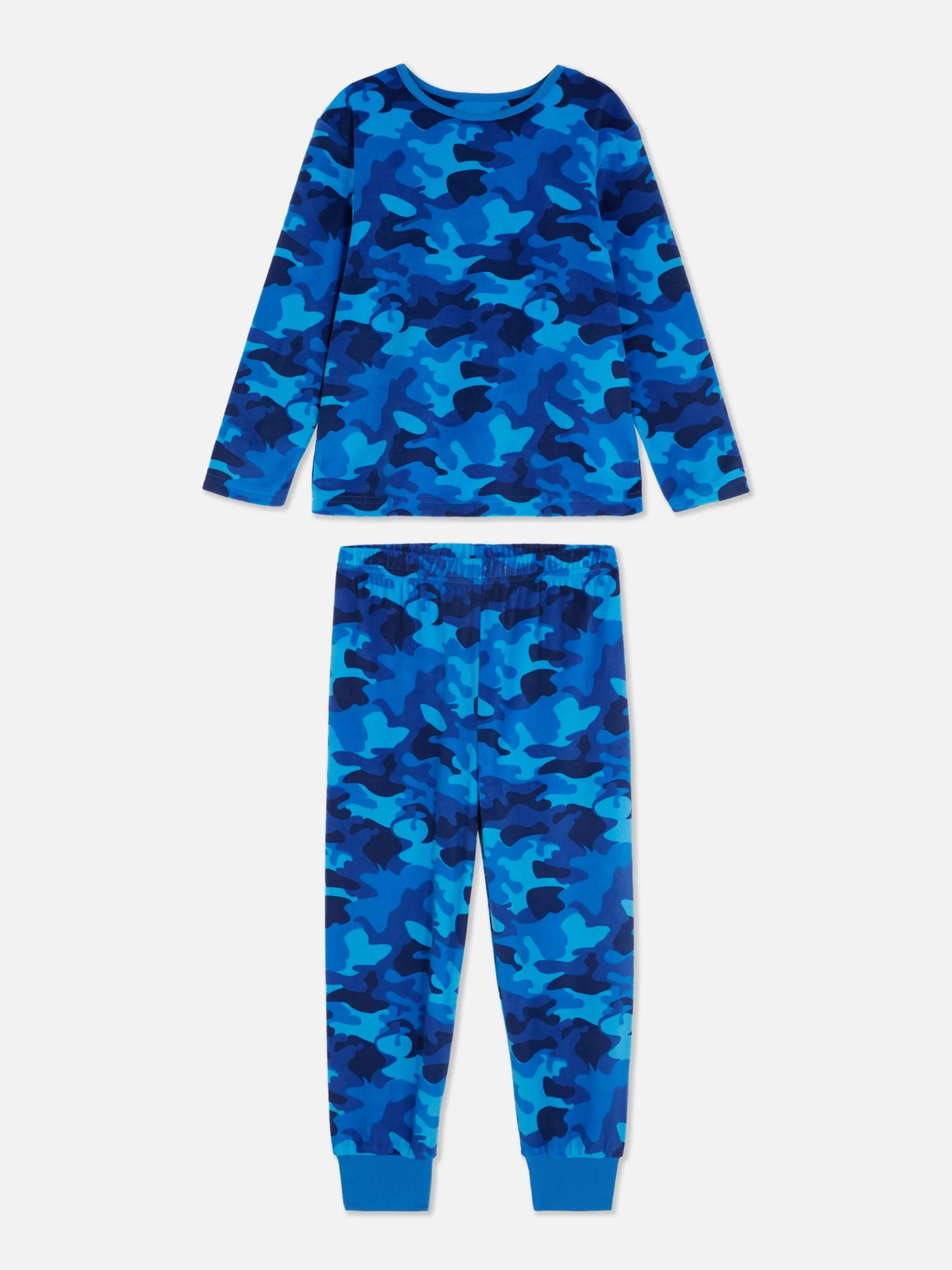 Schlafanzüge Und Nachtwäsche|Primark Velours-Schlafanzug Mit Tarnmuster Blau