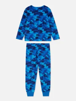 Schlafanzüge Und Nachtwäsche|Primark Velours-Schlafanzug Mit Tarnmuster Blau
