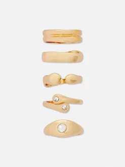 Schmuck|Primark Verschiedene, Breite Ringe, 5er-Pack Gelb