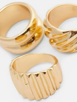 Schmuck|Primark Verschiedene, Breite Ringe, 3er-Pack Gelb