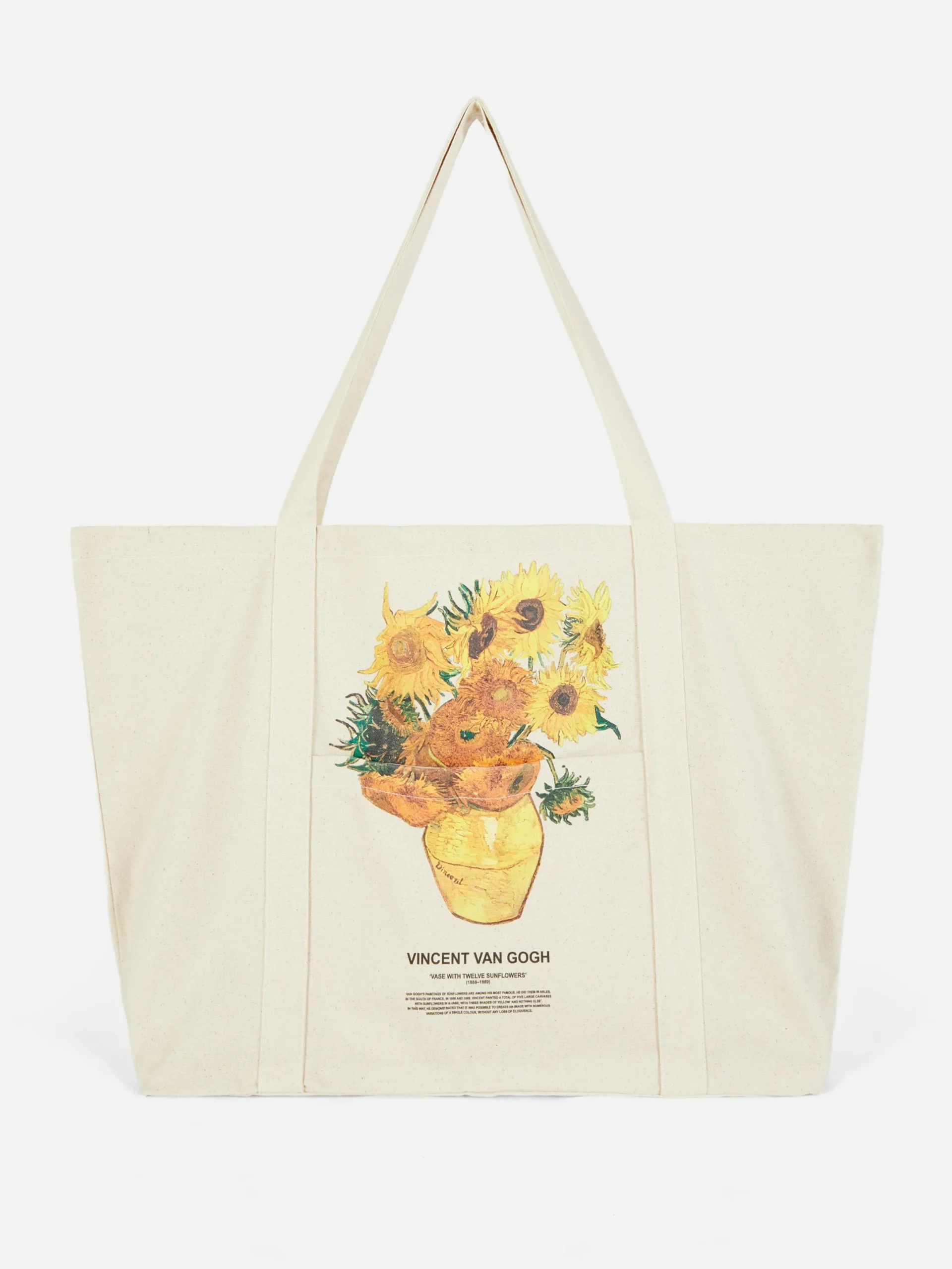 Reiseaccessoires|Primark „Vincent Van Gogh Sonnenblumen“ XL-Tragetasche Naturfarben