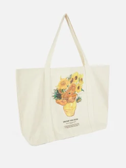 Reiseaccessoires|Primark „Vincent Van Gogh Sonnenblumen“ XL-Tragetasche Naturfarben