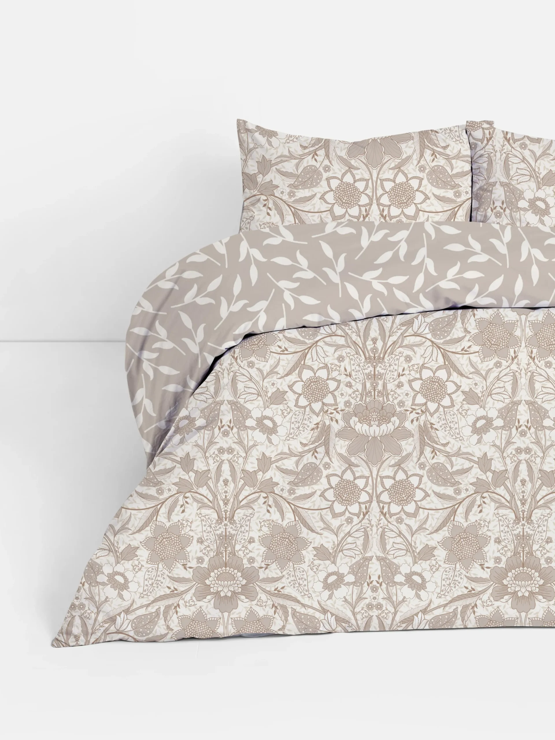 Bettwäsche Und Sets|Primark Wendebettwäsche Mit Blumenmuster, Super-Kingsize Naturfarben