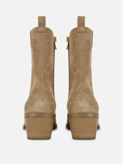 Stiefel|Denim|Primark Westernstiefeletten Mit Niedrigem Absatz Taupefarben