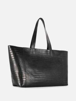 Taschen Und Portemonnaies|Primark XL-Tragetasche In Kroko-Optik Schwarz