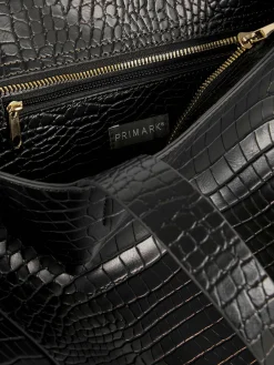 Taschen Und Portemonnaies|Primark XL-Tragetasche In Kroko-Optik Schwarz