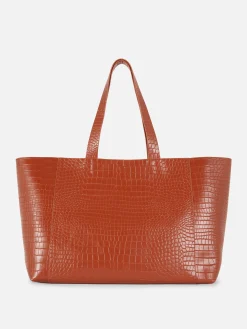 Taschen Und Portemonnaies|Primark XL-Tragetasche In Kroko-Optik Dunkelorange