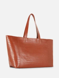 Taschen Und Portemonnaies|Primark XL-Tragetasche In Kroko-Optik Dunkelorange