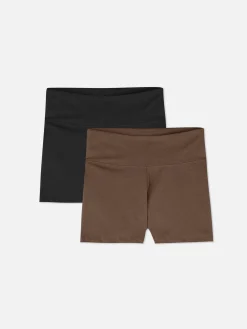 Shorts|Primark Yogashorts Mit Hohem Bund, 2er-Pack Schwarz/Nude