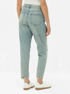 Denim|Jeans|Primark Zerrissene Mom-Jeans Aus Denim Hellblau