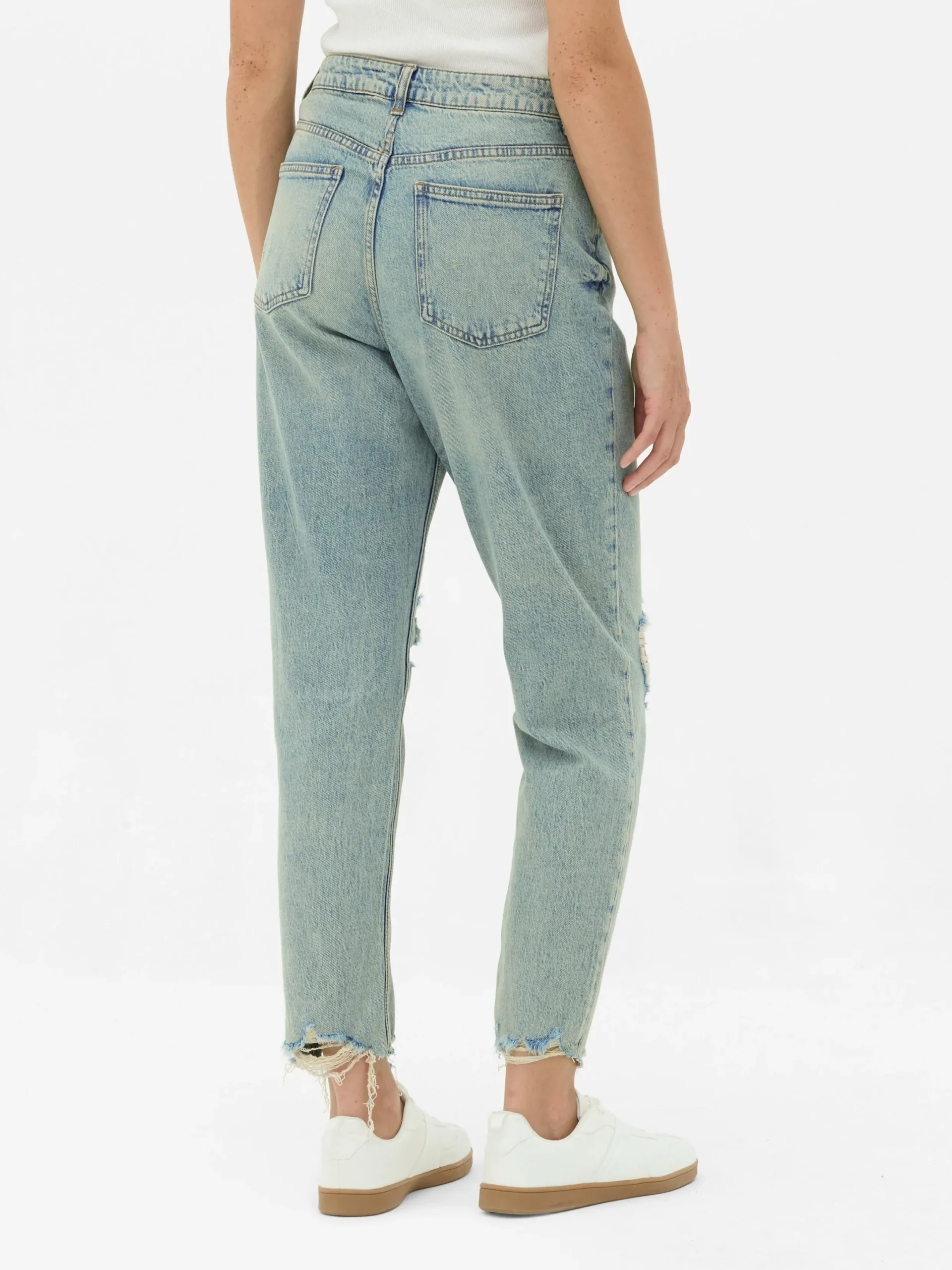 Denim|Jeans|Primark Zerrissene Mom-Jeans Aus Denim Hellblau