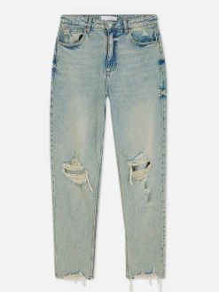 Denim|Jeans|Primark Zerrissene Mom-Jeans Aus Denim Hellblau