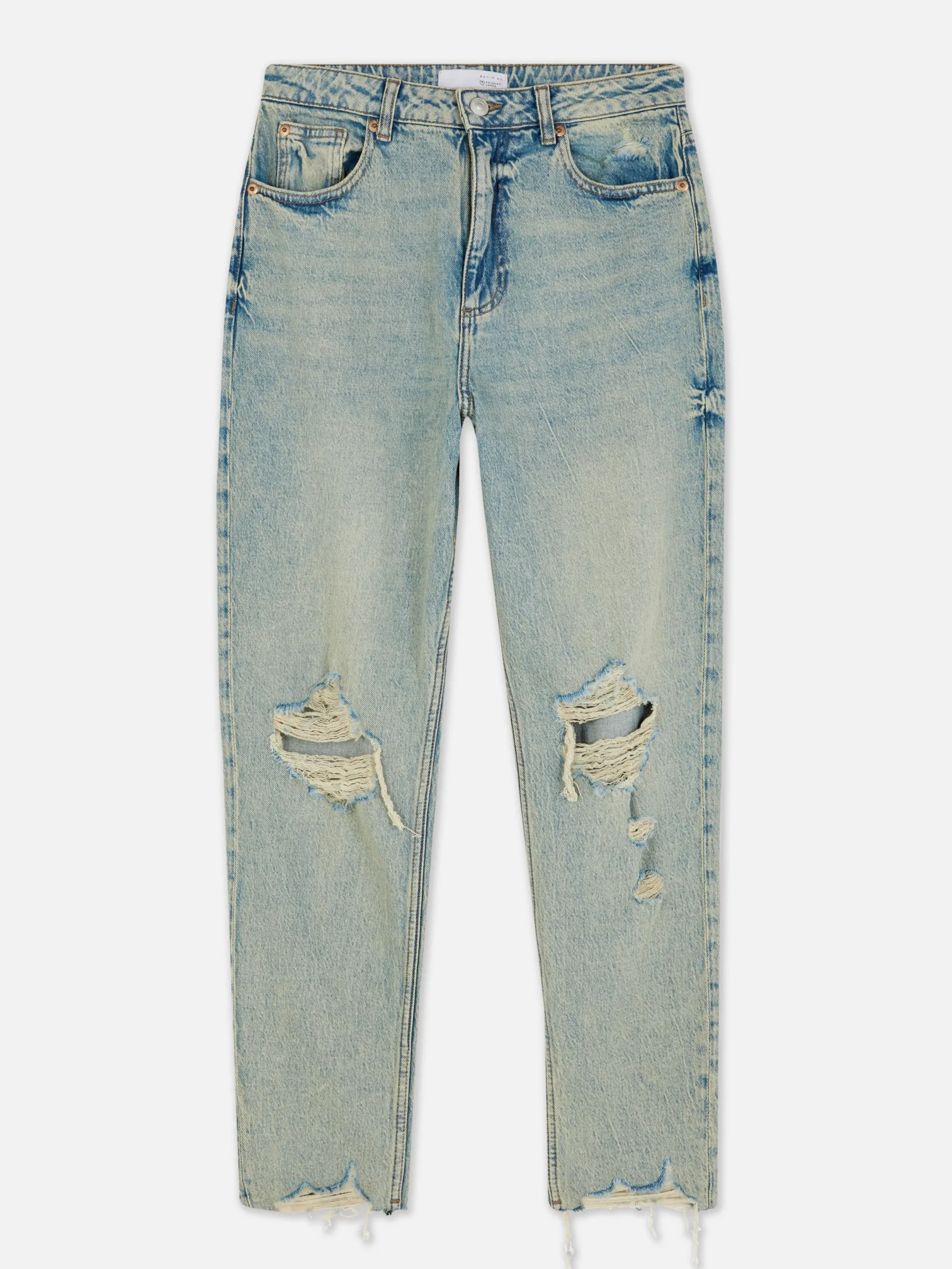 Denim|Jeans|Primark Zerrissene Mom-Jeans Aus Denim Hellblau