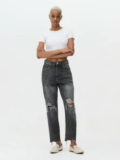 Denim|Jeans|Primark Zerrissene Mom-Jeans Aus Denim Schwarz