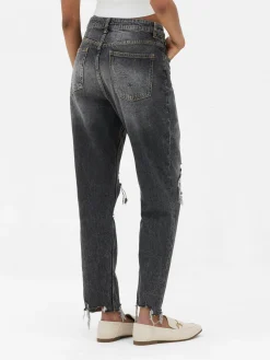 Denim|Jeans|Primark Zerrissene Mom-Jeans Aus Denim Schwarz