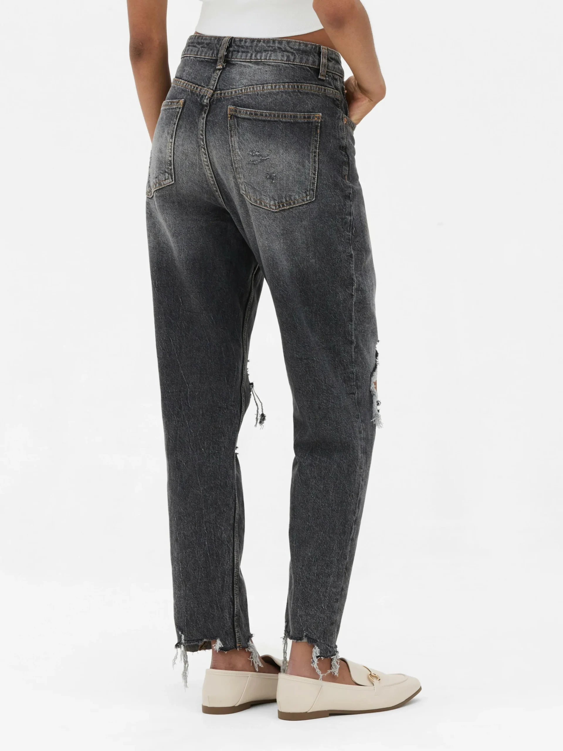 Denim|Jeans|Primark Zerrissene Mom-Jeans Aus Denim Schwarz
