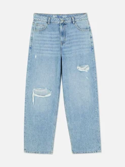 Jeans|Primark Zerrissene „Rita Ora“ Dad-Jeans Mittelblau