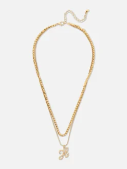 Schmuck|Primark Zweireihige Halskette Mit Initialen-Anhänger Gelb