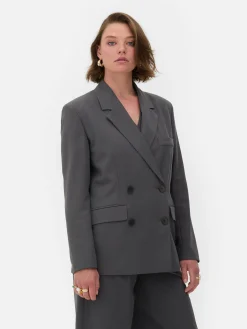 Blazer|Primark Zweireihiger „Rita Ora“ Blazer Im Oversized-Look Anthrazitfarben