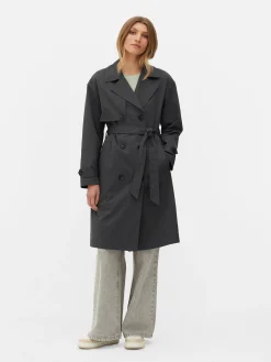 Jacken Und Mäntel|Primark Zweireihiger Trenchcoat Mit Gürtel Anthrazitfarben