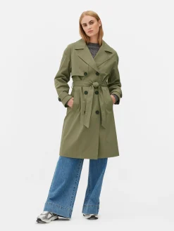 Jacken Und Mäntel|Primark Zweireihiger Trenchcoat Mit Gürtel Khakifarben
